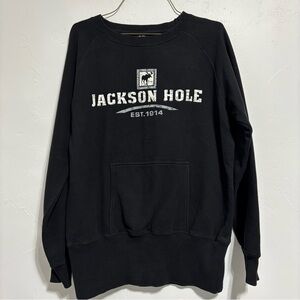 BAC Adult Large Pullover Crewneck Sweatshirt Jackson Hole Wyoming Moose Black